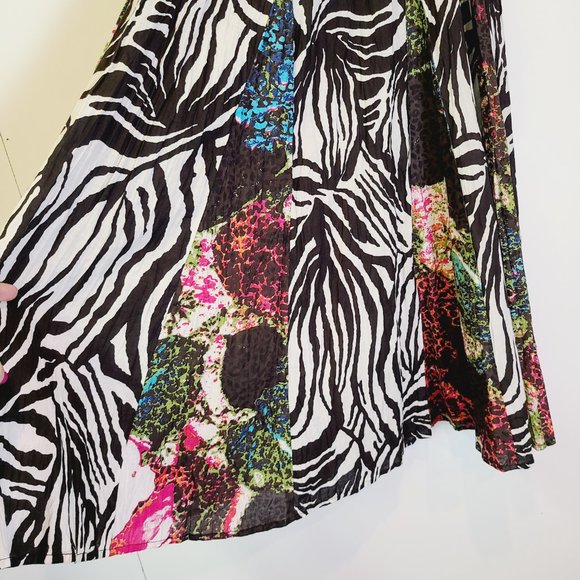Susan Graver Zebra Print Long Skirt Elastic Waist Womens Extra Small - Picture 3 of 8